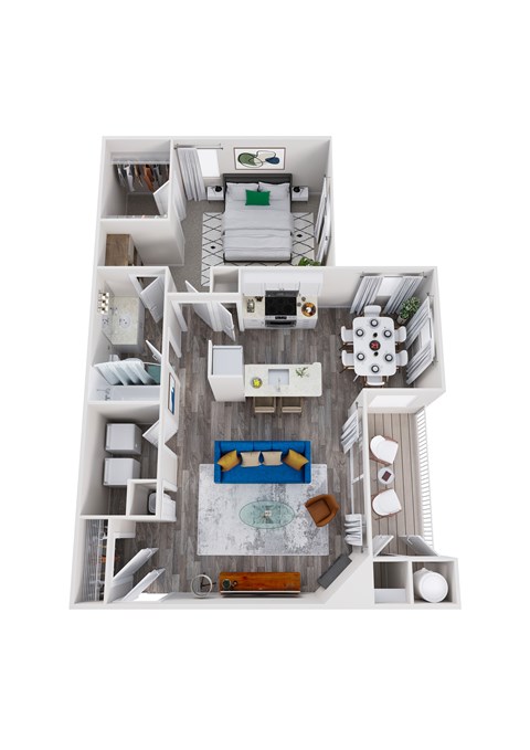 Floor plan for 1 bed, 1 bath, 830 sqft